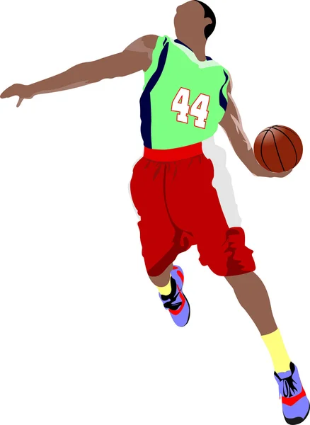 Баскетболисты. Цветная векторная иллюстрация для дизайнеров — стоковый вектор