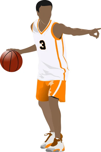 バスケットボール選手。デザイナーのためのカラーベクトルイラスト — ストックベクタ