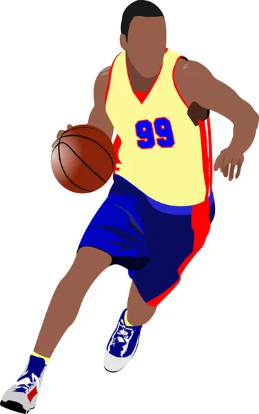 Баскетболисты. Цветная векторная иллюстрация для дизайнеров — стоковый вектор