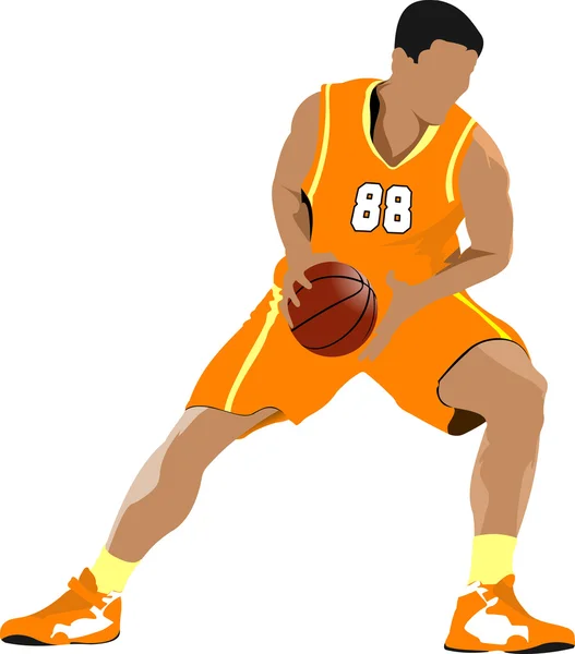 篮球运动员。设计人员用彩色矢量图解 — 图库矢量图片
