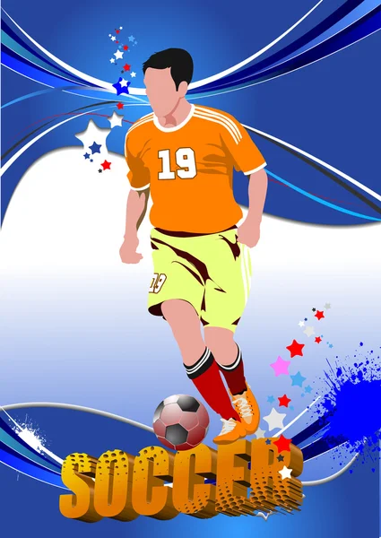 Affisch fotboll fotbollsspelare. färgad vektor illustration för d — Stock vektor