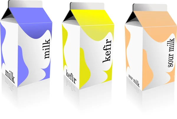 Produits laitiers collecte dans la boîte en carton . — Image vectorielle