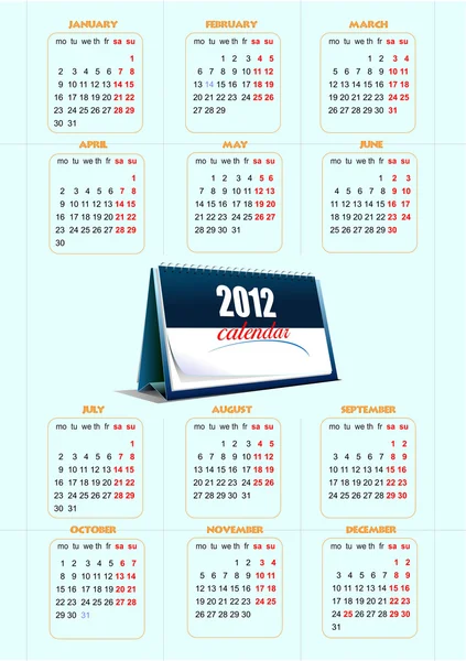 Calendario 2012. Illustrazione vettoriale — Vettoriale Stock