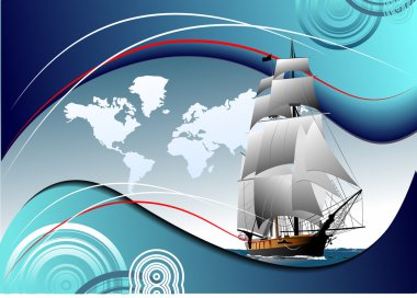 Cover for brochure with old sailing vessel clipart