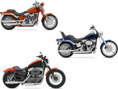 Three vector illustrations of motorcycle clipart