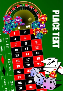 Roulette table and casino elements. clipart