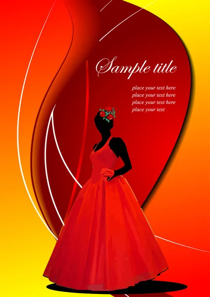 Cartão de saudação abstrato com imagem de noiva —  Vetores de Stock