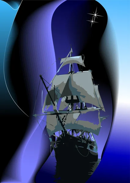 Cover für Broschüre mit altem Segelschiff — Stockvektor