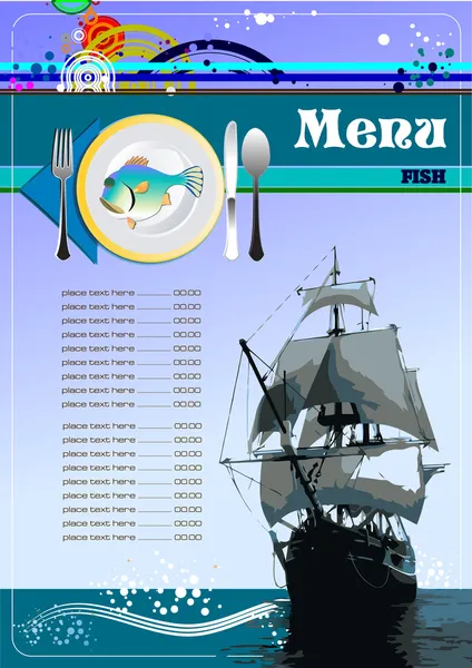 Restaurante de pescado (cafetería) menú — Vector de stock