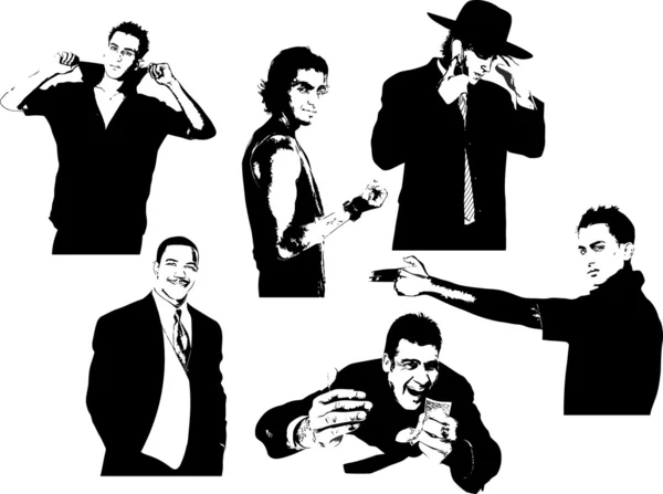 英俊的男人的六个 silhouettes — 图库矢量图片