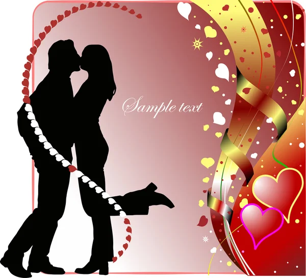 Sevgililer günü tebrik kartı öpücükle — Stok Vektör