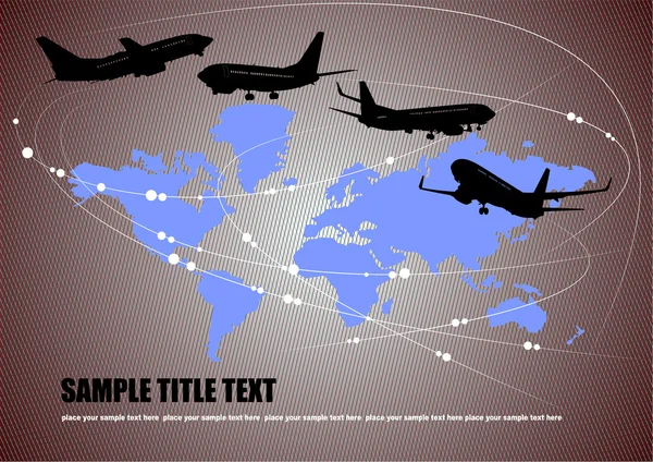 Arka plan ile dünya ve uçak resimleri — Stok Vektör
