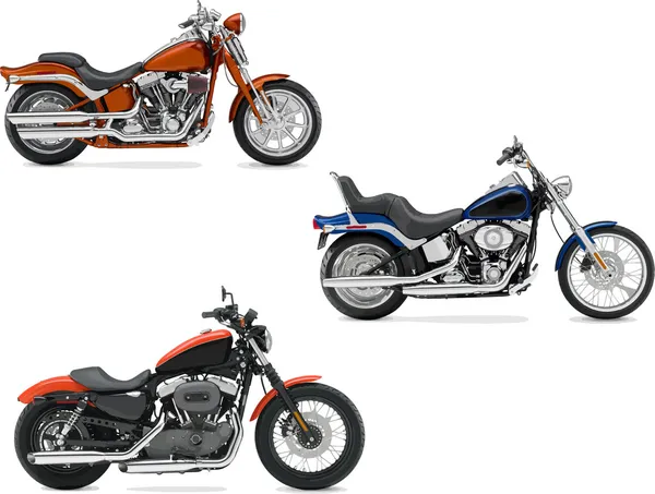 Três ilustrações vetoriais de motocicleta — Vetor de Stock