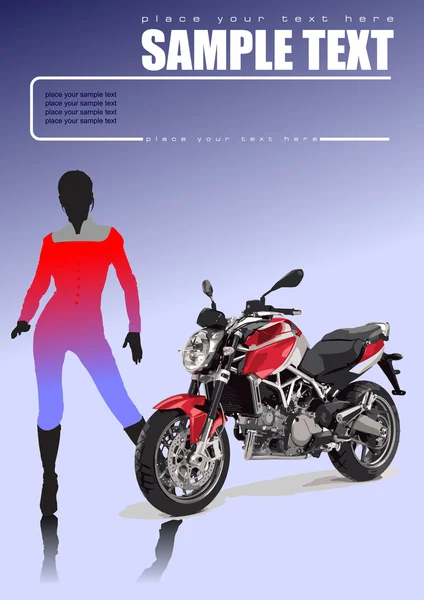 Motorkerékpár- és lányok — Stock Vector