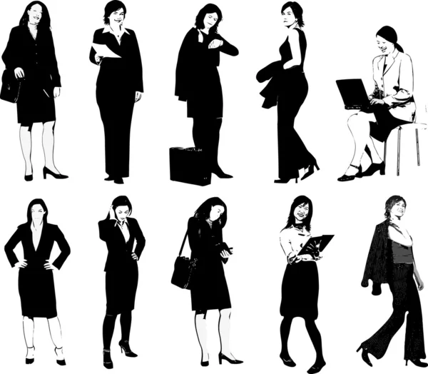Iş kadınları silhouettes — Stok Vektör
