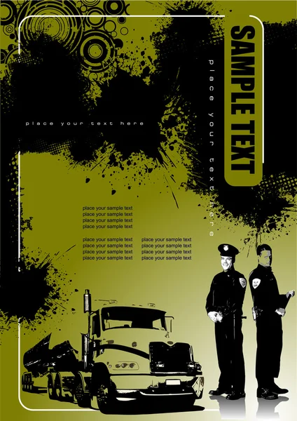 グランジ スタイル カバーの警官とパンフレット — ストックベクタ