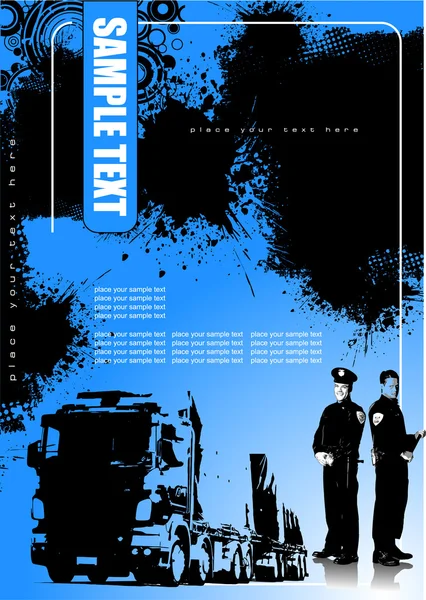 グランジ スタイル カバーの警官とパンフレット — ストックベクタ