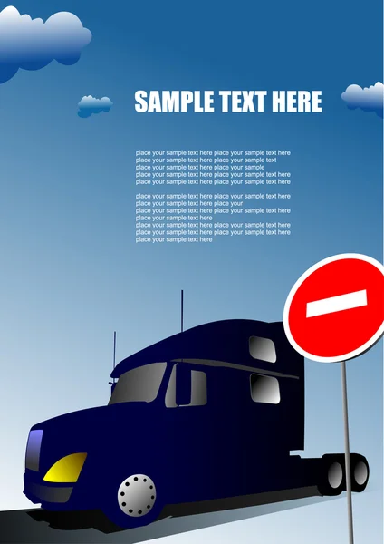 Kryt pro brožuru s nákladním automobilem obraz a žádná položka dopravní značka — Stockový vektor