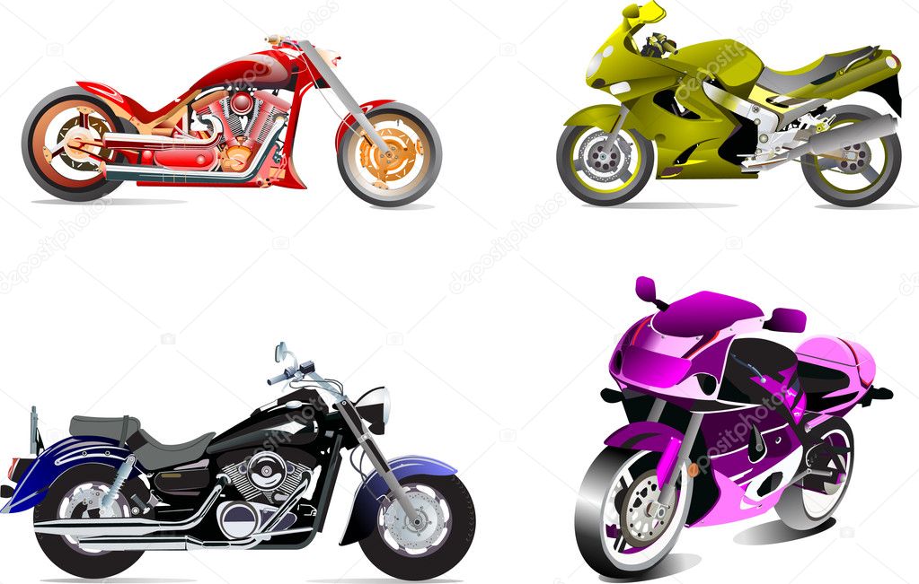 Four vector illustrations of motorcycle
