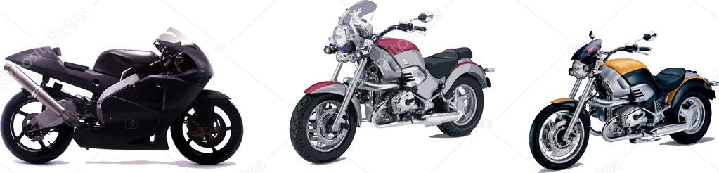 Three vector illustrations of motorcycle. Help for designers