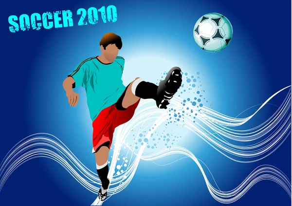 Mavi futbol afiş. renkli vektör çizim tasarımcılar için — Stok Vektör
