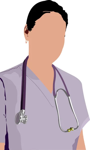 Medico con stetoscopio. Illustrazione vettoriale — Vettoriale Stock