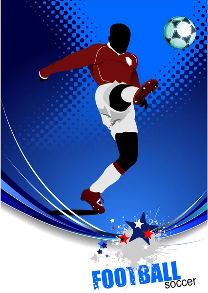 Poster futbol futbol oyuncusu. d renkli vektör çizim — Stok Vektör