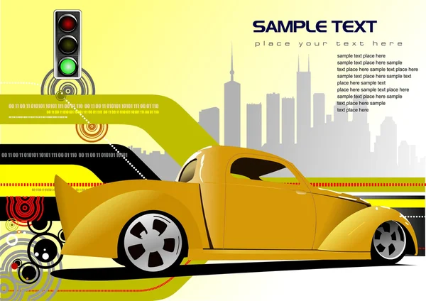 Fundo oi-tech abstrato com imagem pick-up amarela. Vetor — Vetor de Stock