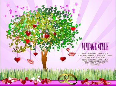 Decorative Valentine`s Day tree clipart