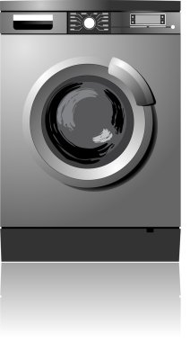 White washing machine vector illustration. Home equipment clipart