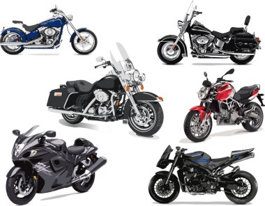Six vector illustrations of motorcycle clipart