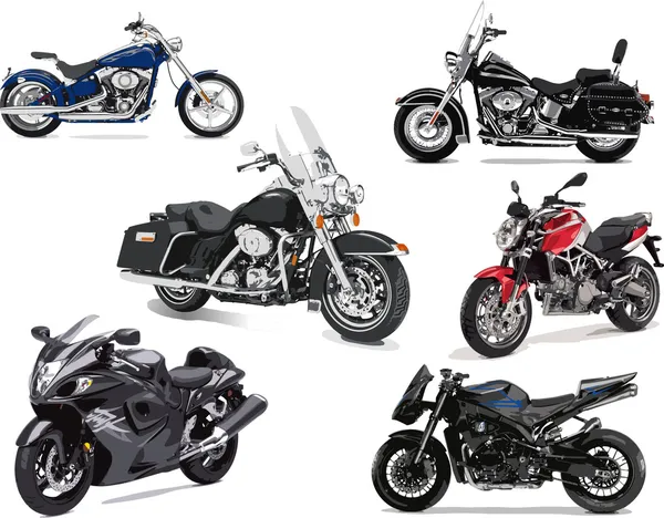 Seis ilustraciones vectoriales de motocicleta — Vector de stock