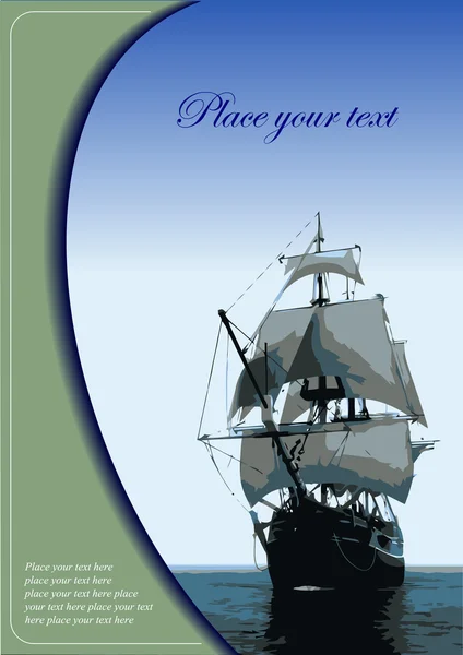 古い帆船のパンフレットのカバー — ストックベクタ