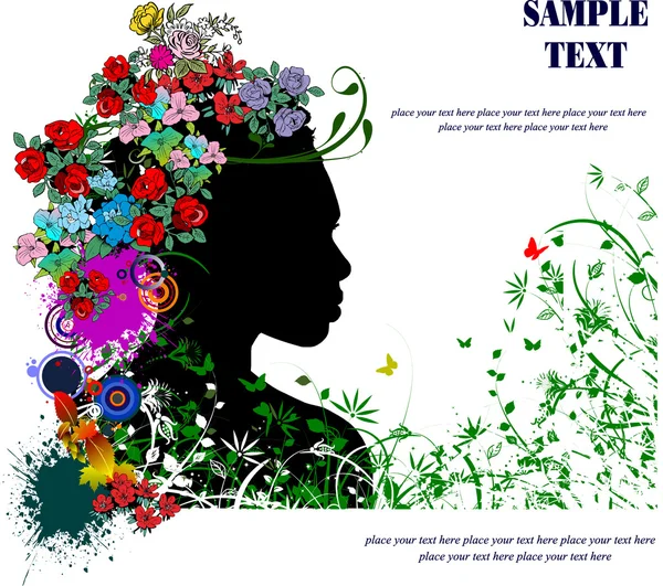 Floral woman silhouette — Stock Vector