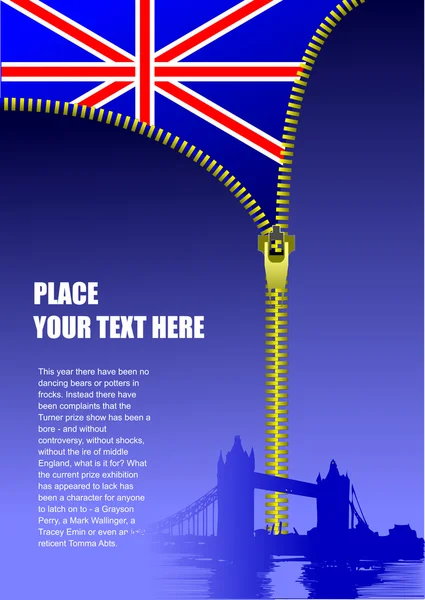 Fermeture éclair drapeau britannique ouvert — Image vectorielle