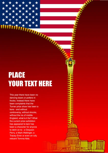 Fermeture éclair drapeau américain ouvert — Image vectorielle