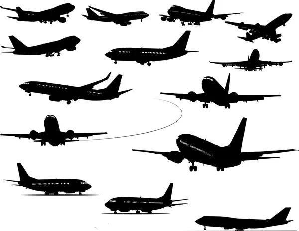 Sylwetki samolotów — Wektor stockowy