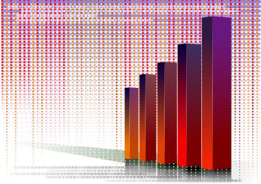 Three-d bar chart and upwards line graph financial diagram illustration ove clipart