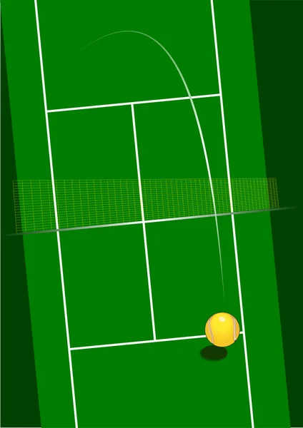 Тенісний корт з м'ячем — стоковий вектор