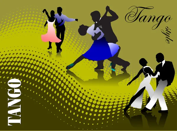 Tre par dansar en tango — Stock vektor