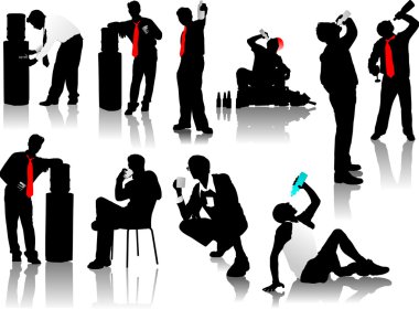 Drinking Men silhouettes clipart