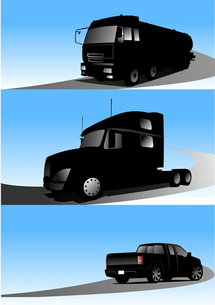 Ilustração vetorial de caminhões — Vetor de Stock