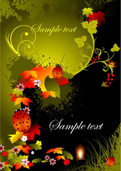Grunge otoño floral strippedt fondo, vector de ilustración — Vector de stock