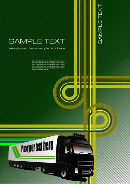 Copertina per brochure o modello cartella ufficio con giunzione e immagini camion — Vettoriale Stock