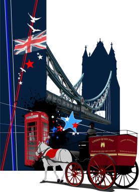 Cover for brochure with London images. Vector illustration clipart