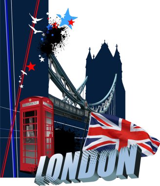Cover for brochure with London images. Vector illustration clipart