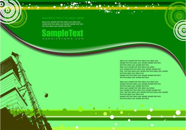 Green background with lines and industrial image (page or site b clipart