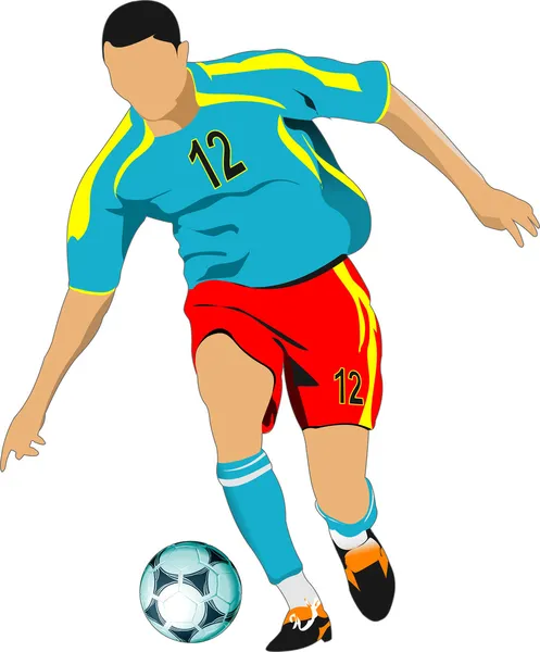 Futbolcu. Tasarımcılar için Renkli Vektör illüstrasyonu — Stok Vektör