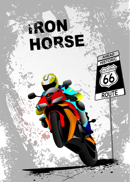Grunge szürke háttér kép motorkerékpár. Vas ló. Vektor — Stock Vector