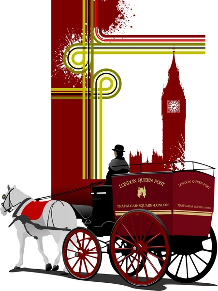 Capa para brochura com imagens de Londres. Ilustração vetorial — Vetor de Stock
